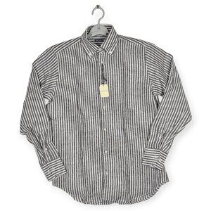 David Brown Striped Button-Down Shirt - Men's EU 38 (Small) - Linen Blend NWT